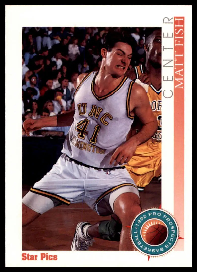 Matt Fish basketball card from Star Pics 1992 featuring UNC Wilmington Seahawks