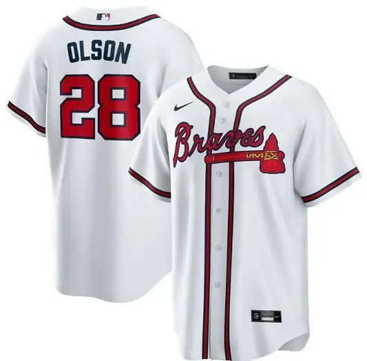 White Atlanta Braves baseball jersey worn by Matt Olson Nike Alternate Replica Player Jersey