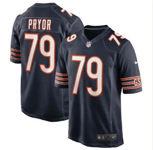 Dark blue Matt Pryor Chicago Bears Nike Game Jersey with number 79 and PRYOR on back