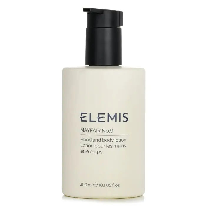Cream-colored pump bottle of Mayfair No.9 body lotion with essential oils 300ml