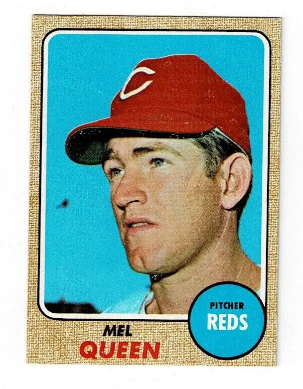 Mel Queen 1968 Topps Baseball Blank Back Error Trading Card #283 Cincinnati Reds