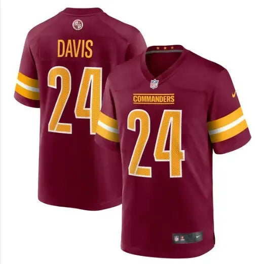 Maroon and gold Washington Commanders Michael Davis Nike Game Jersey with DAVIS 24