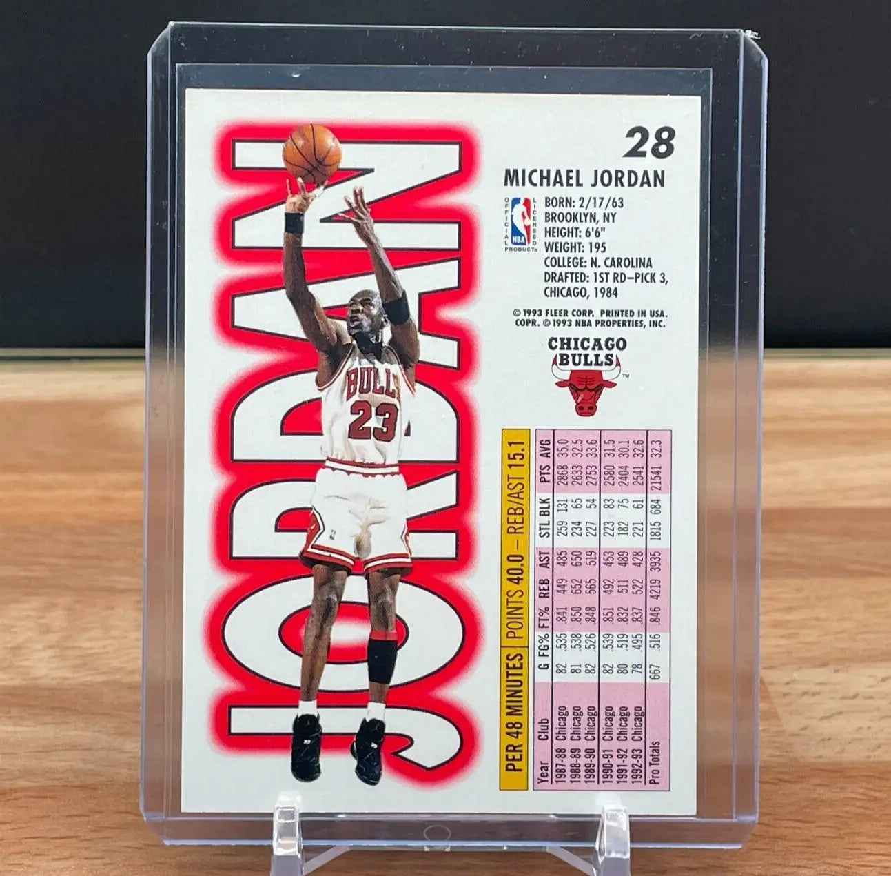 Michael Jordan 1993-94 Fleer #28 trading card featuring the Chicago Bulls