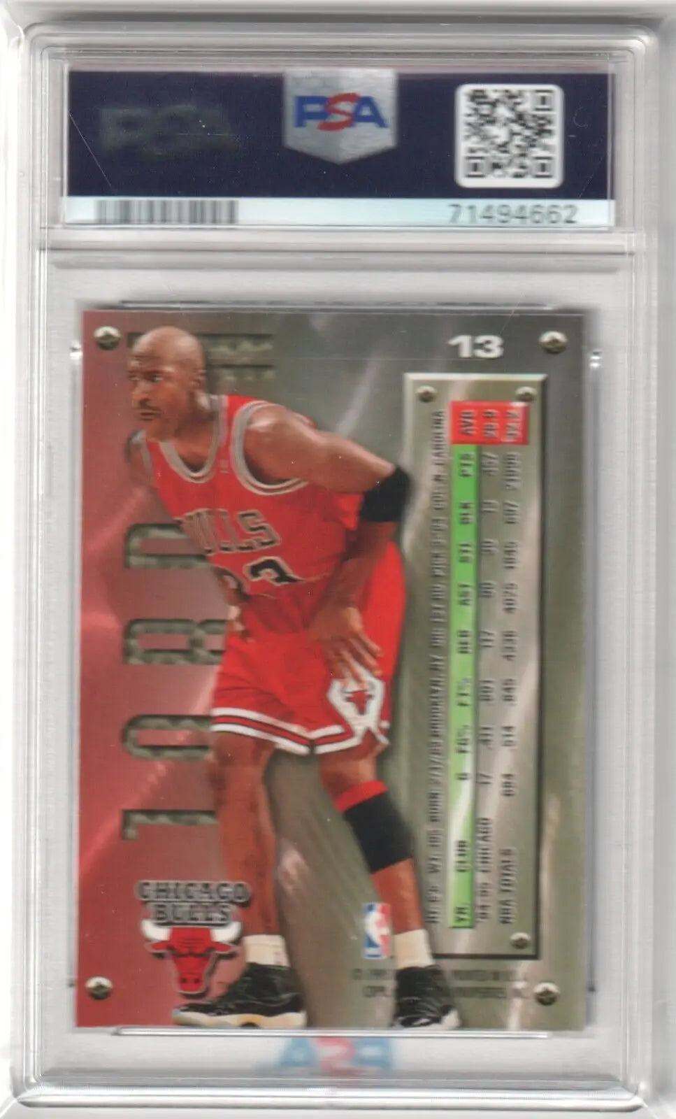 Michael Jordan basketball card from the MICHAEL JORDAN 1995-96 Metal #13 PSA 9 MINT collection in Columbia Hobby ebay store