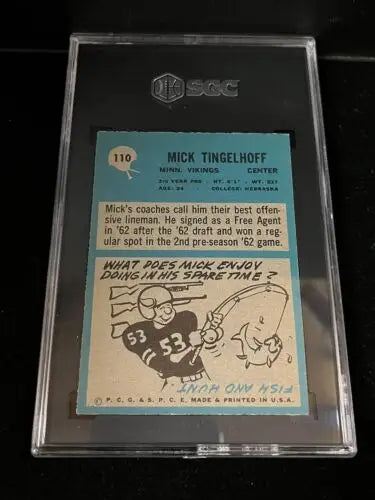 Graded Mick Tingelhoff trading card, HOF SGC 7.5, Minnesota Vikings 1964 Philadelphia RC