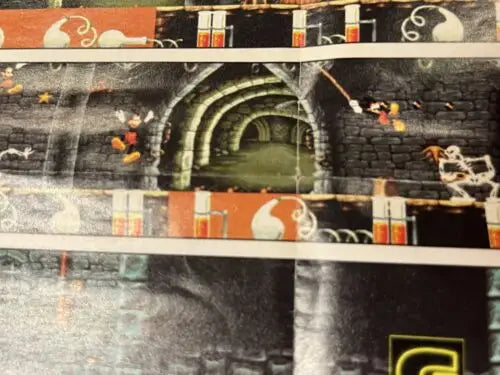 Mickey Mouse video game scene from Mickey Mania Timeless Adventures Game Poster EGM Magazine