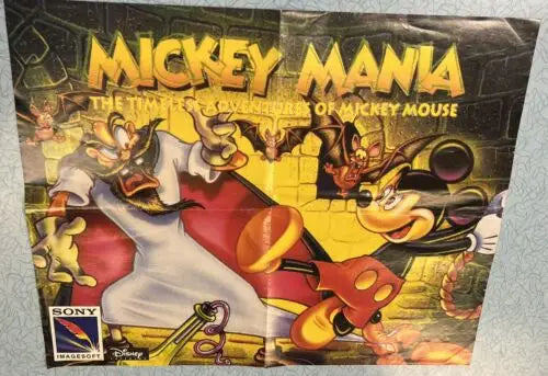 Mickey Mania video game poster featuring Mickey Mouse from EGM Magazine for trading cards fans