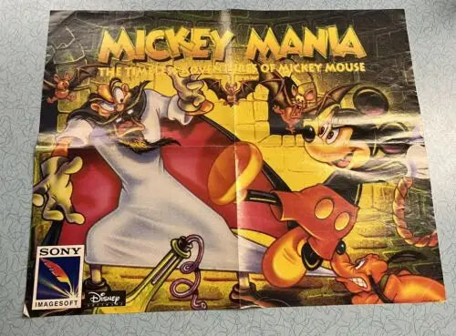 Mickey Mania video game poster for Mickey Mouse featured in EGM Magazine and trading cards