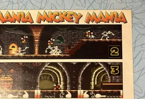 Mickey Mania video game screenshots on Mickey Mouse Sony game poster for collectors