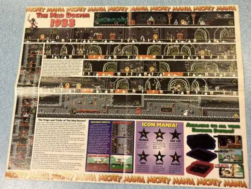 Game map of Mickey Mania featured on Mickey Mouse Sony Game Poster EGM Magazine