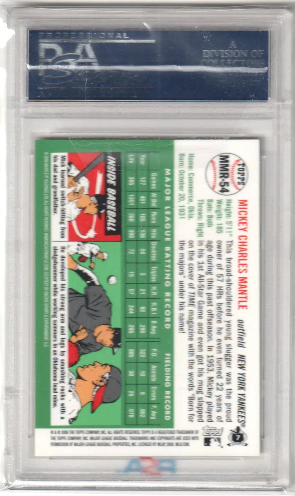 Mickey Mantle baseball card MMR54 Gold Refractor PSA 10 GEM from 2008 Topps