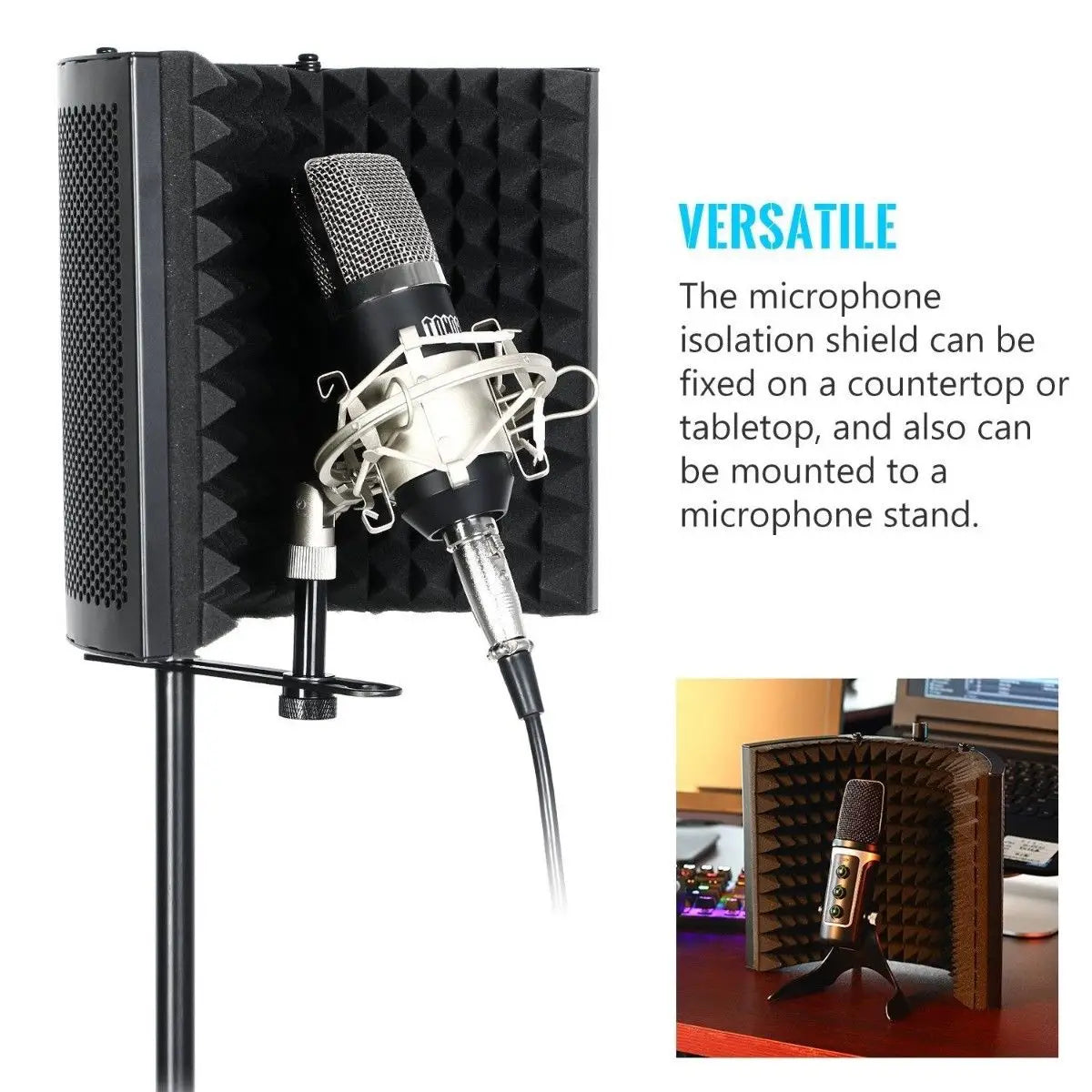 Microphone isolation shield Studio Mic Sound with attached microphone for studio recording
