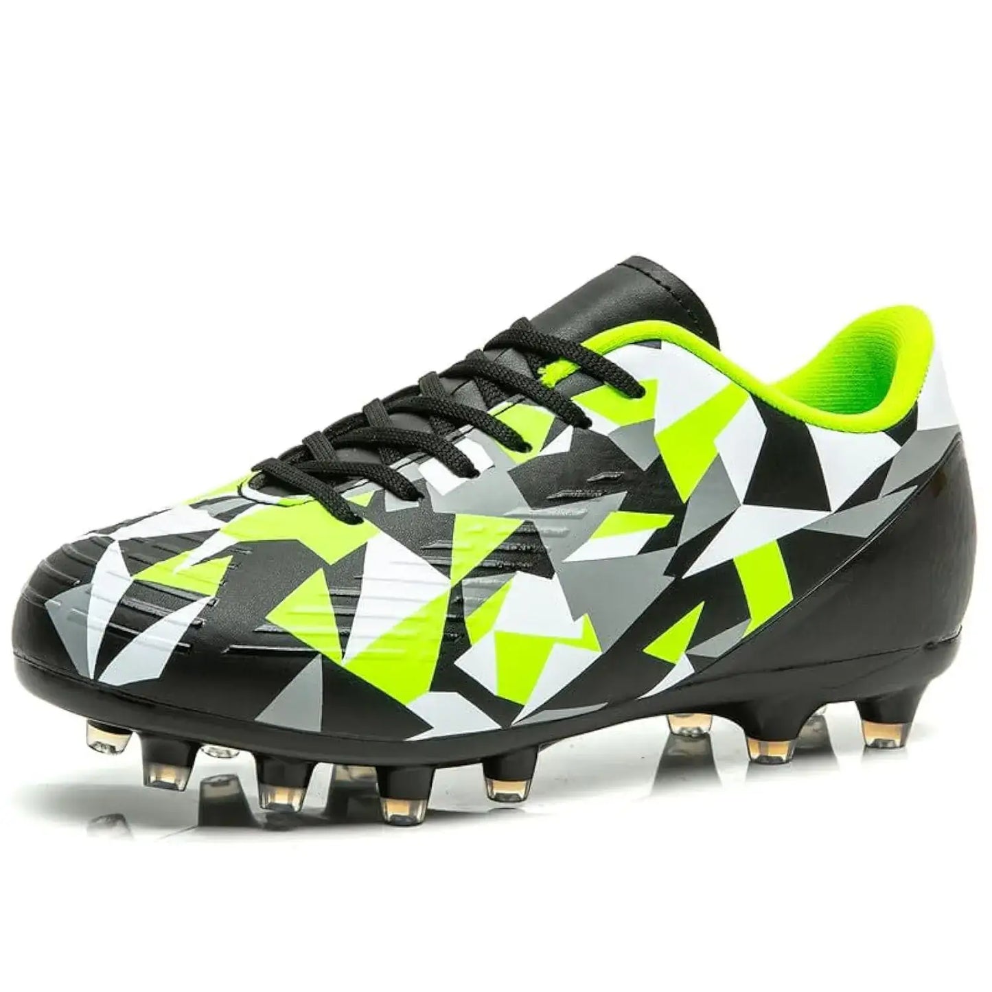 Black green white soccer cleats for boys girls, youth football shoes, cleats boys and girls