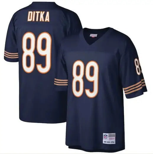 Dark blue Mike Ditka Chicago Bears retired player legacy replica jersey with 89 on front and back