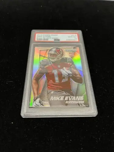 Encased Mike Evans 2014 Panini Prizm Silver RC Rookie PSA 10 football card display