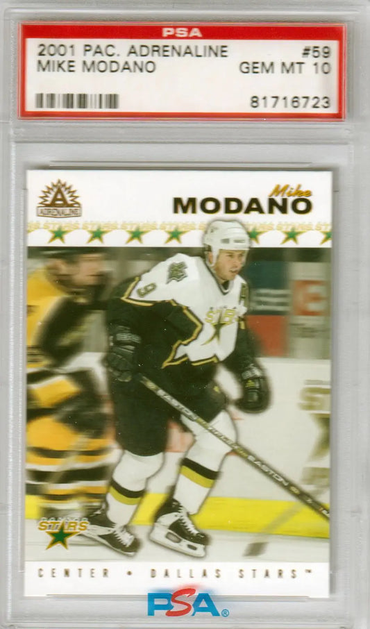Graded Mike Modano hockey card from Pacific Adrenaline series by Columbia Hobby