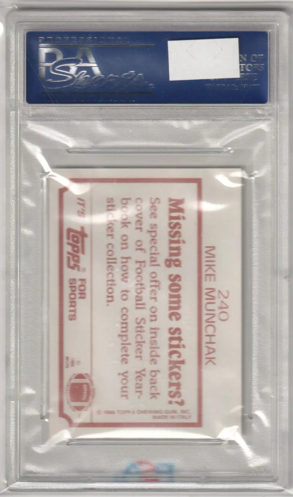 Graded Mike Munchak 1986 Topps Stickers card PSA 10 GEM MINT Columbia Hobby