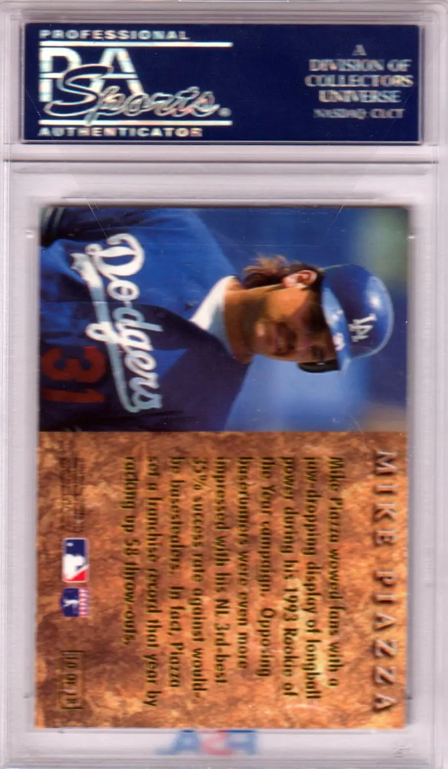 Mike Piazza baseball card from Fleer Ultra Prime Leather Series PSA 8 NM-MT