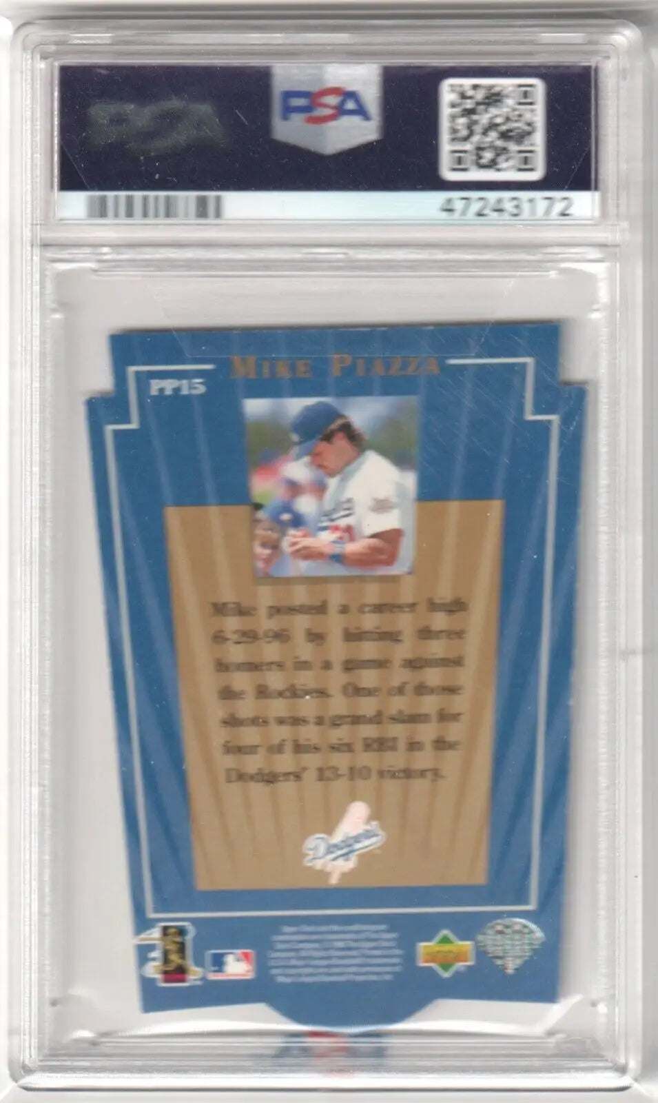 Graded Mike Piazza baseball card.