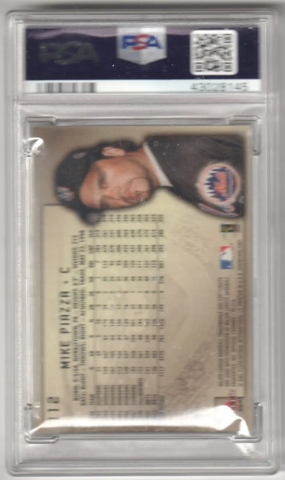 Encased Mike Piazza baseball card from Fleer Showcase series by Columbia Hobby