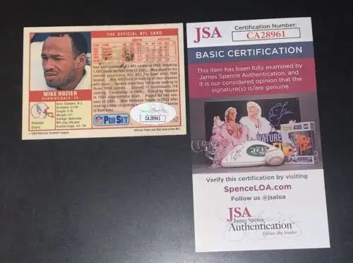 Mike Rozier autographed football card featuring Houston Oilers from Pro Set 1989 with JSA certification