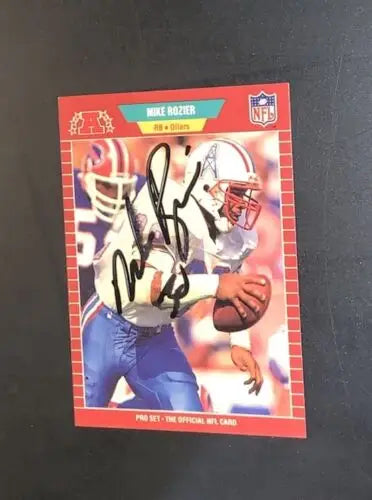 Autographed Mike Rozier Houston Oilers 1989 Pro Set football card for collectors