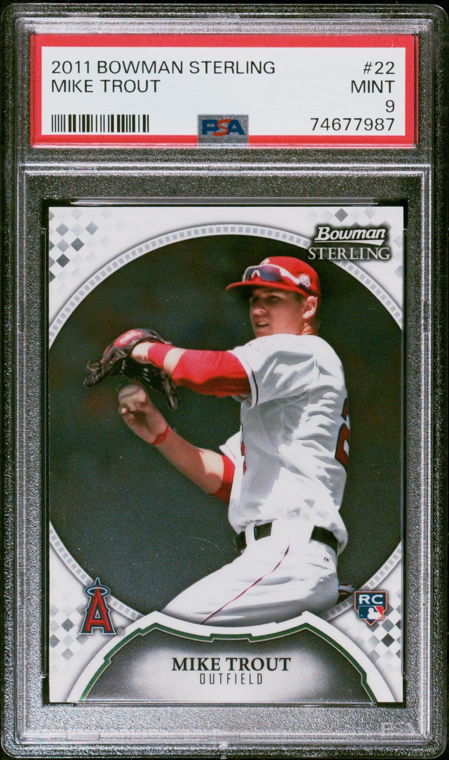 Mike Trout 2011 Bowman Sterling #22 PSA 9 Mint Trading Card in Mint Condition