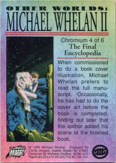Trading card showcasing Michael Whelan II’s book cover art in Chromium Chase Card