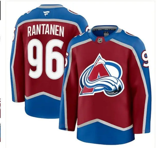 Mikko Rantanen Colorado Avalanche Burgundy home hockey jersey displayed for sale