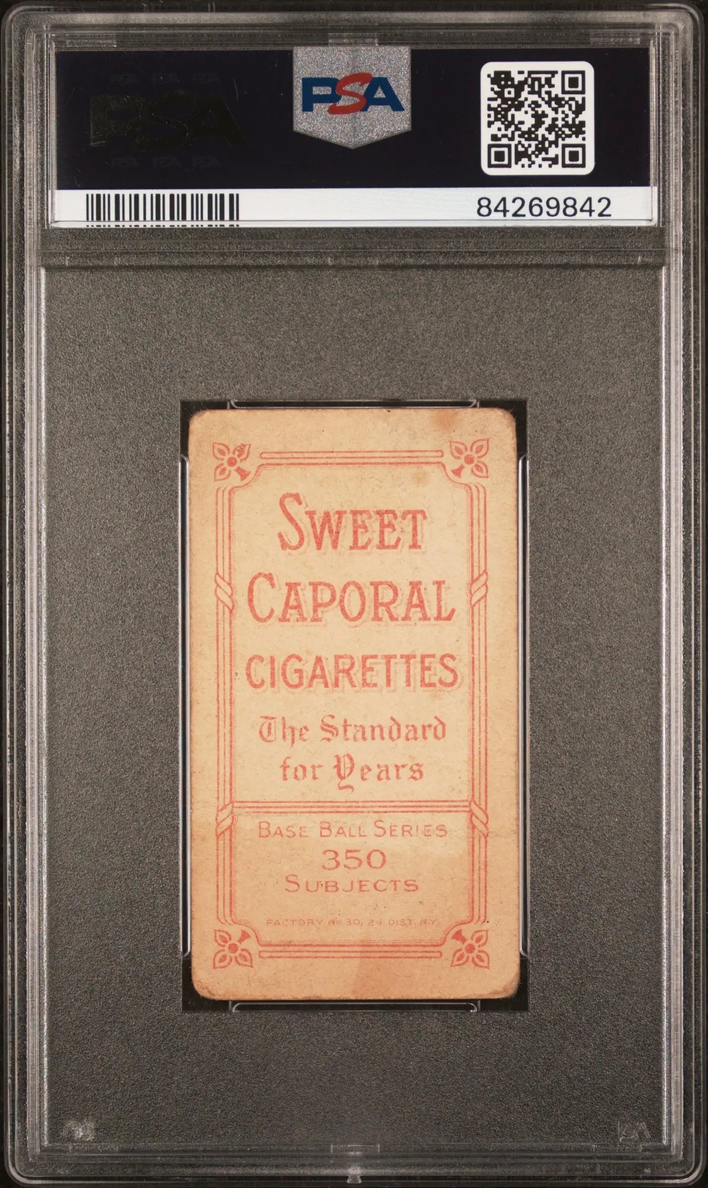 Miller Huggins 1909-11 T206 Sweet Caporal 350/30 card in PSA graded case