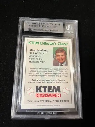 Graded Milo Hamilton HOF Announcer signed baseball card BAS authentic auto Astros