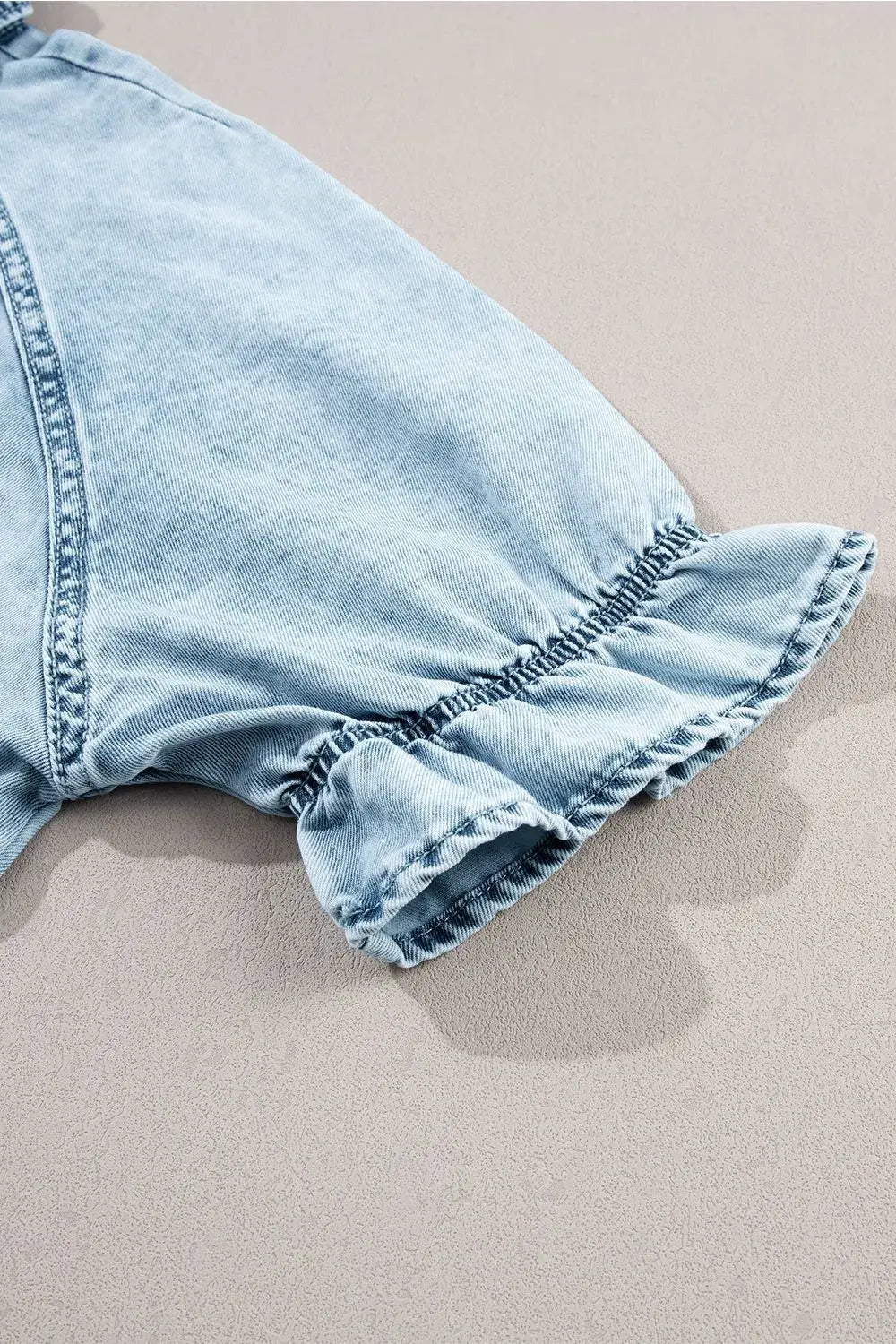 Mineral Wash Ruffle Sleeve Denim Dress - dress