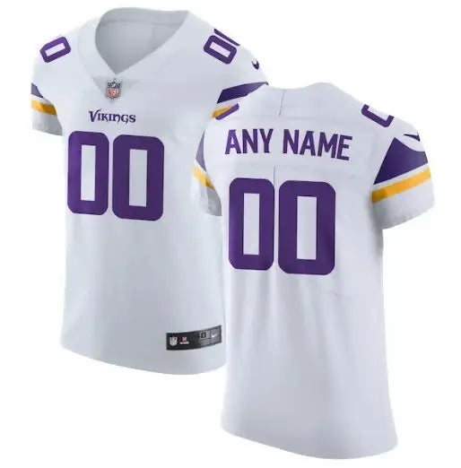 White Minnesota Vikings Nike Vapor Untouchable Elite custom jersey with purple numbers