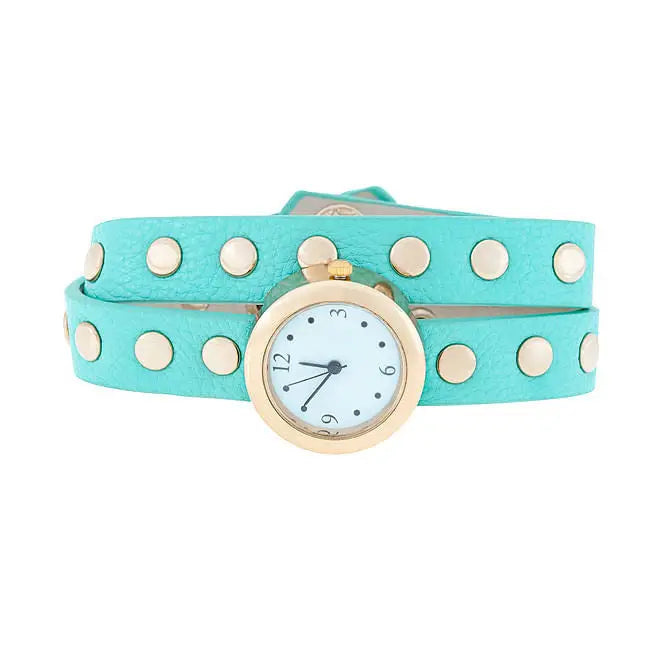 Mint Round Studded Wrap Watch - Watches