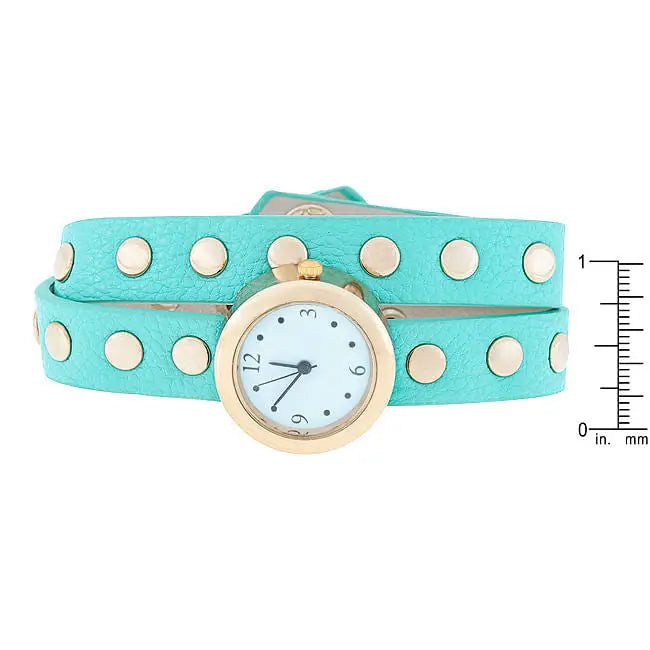 Mint Round Studded Wrap Watch - Watches