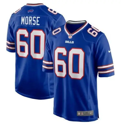 Blue Mitch Morse Buffalo Bills Nike Game Player Jersey with number 60 on the back