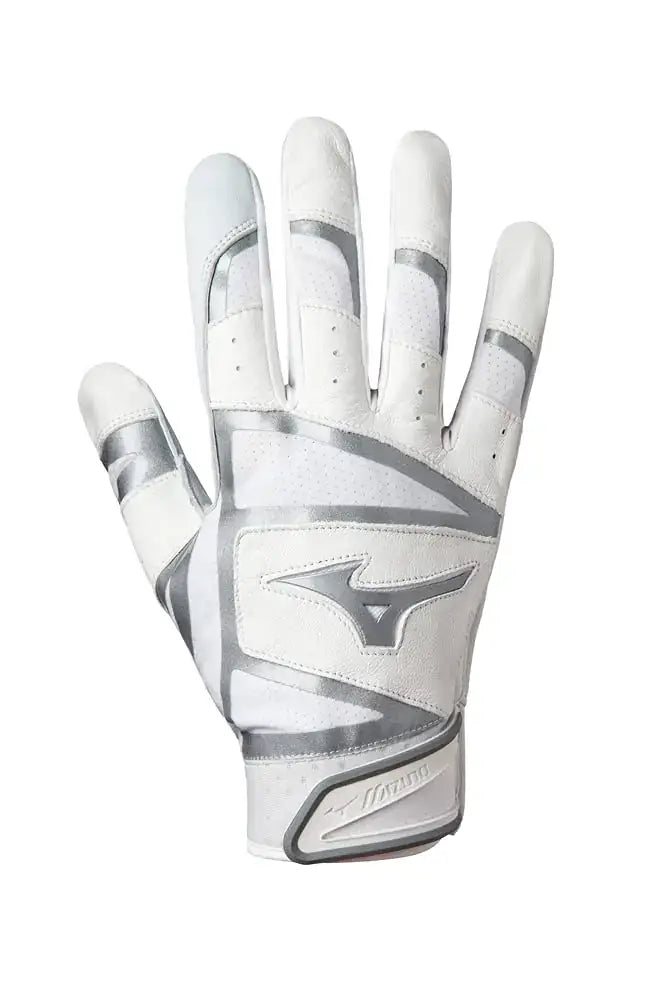 White and silver Mizuno B-303 Pro batting glove for adults X-Large