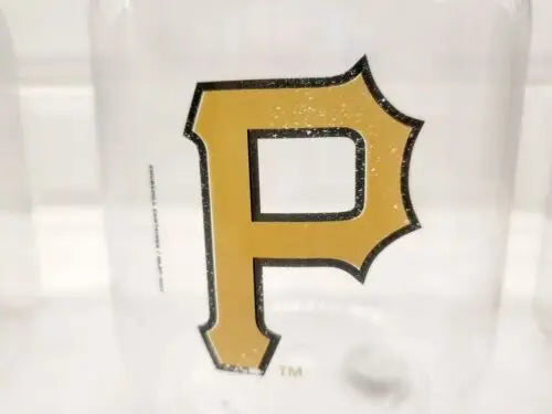 Pittsburgh Pirates P logo on clear cup from vintage Pittsburgh Pirates plastic set
