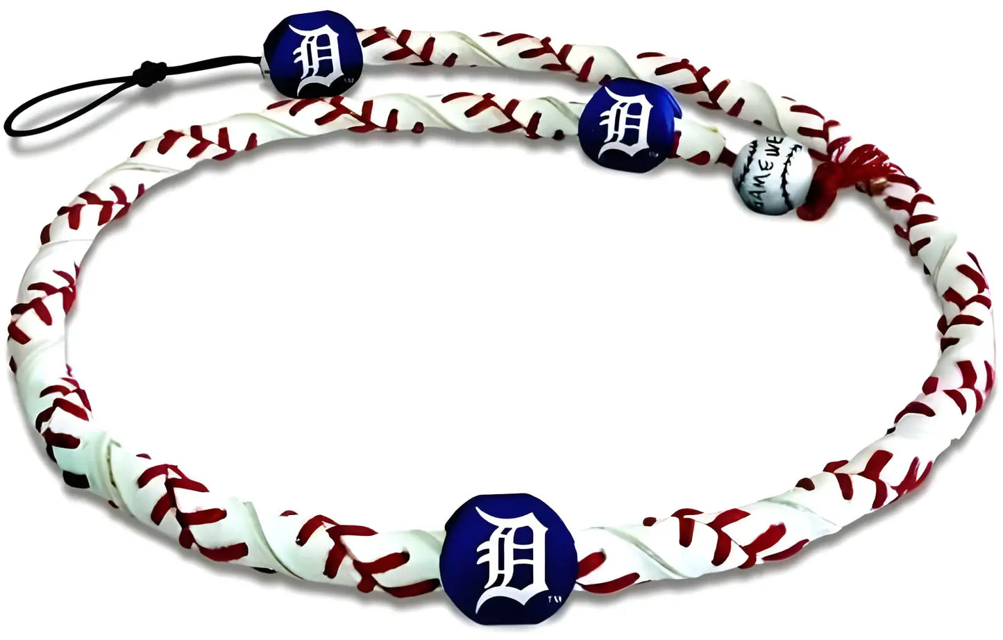 Baseball-themed classic frozen rope necklace with Detroit Tigers logo and bead design