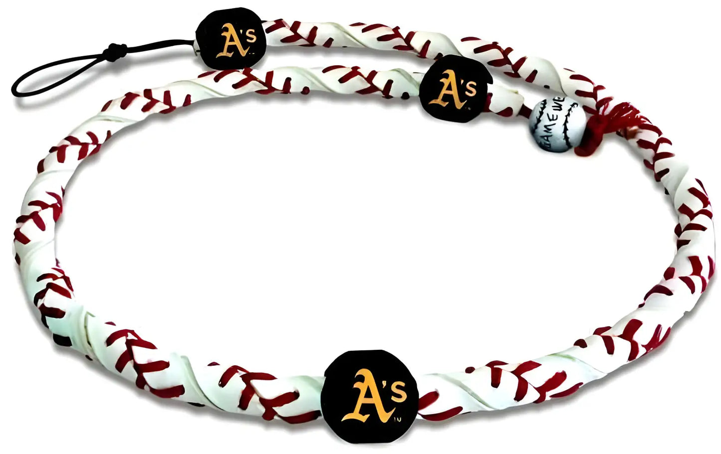 Baseball-themed Classic Frozen Rope Necklace with Oakland Athletics logos on twisted cord