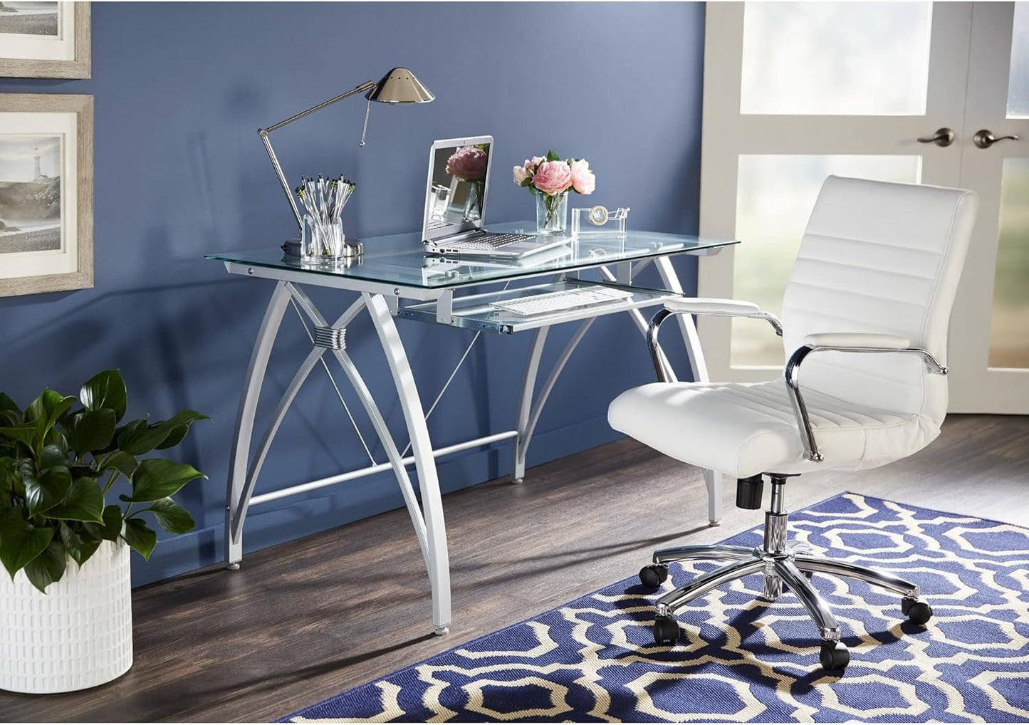 Modern 48 Inch Glass Computer Desk With Metal Frame-4