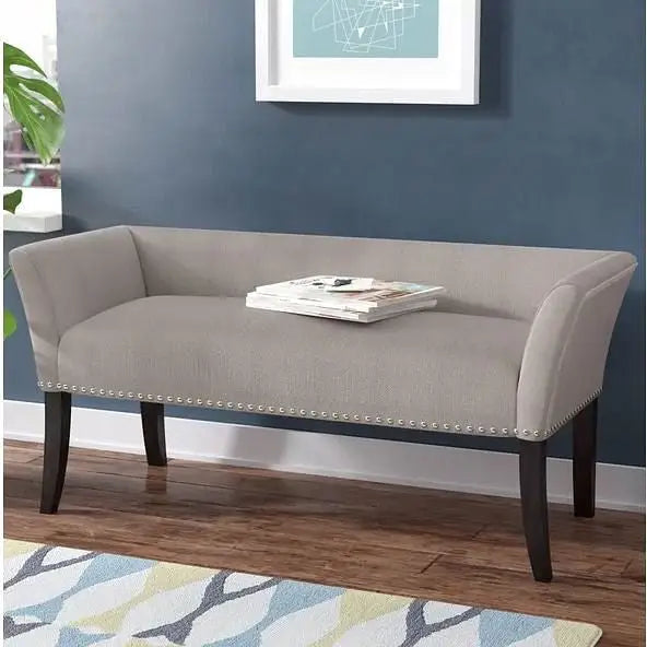 Modern Mid-Century Grey Upholstered Accent Bench - Benches