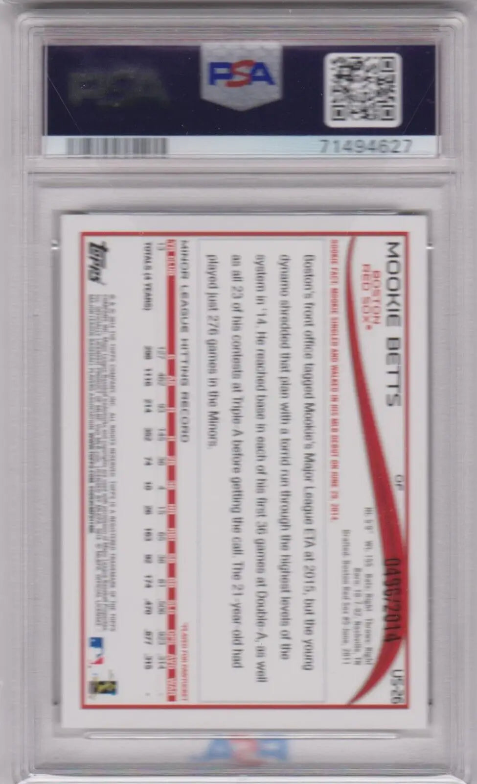 Graded Mookie Betts baseball card from Columbia Hobby eBay store showcasing single cards