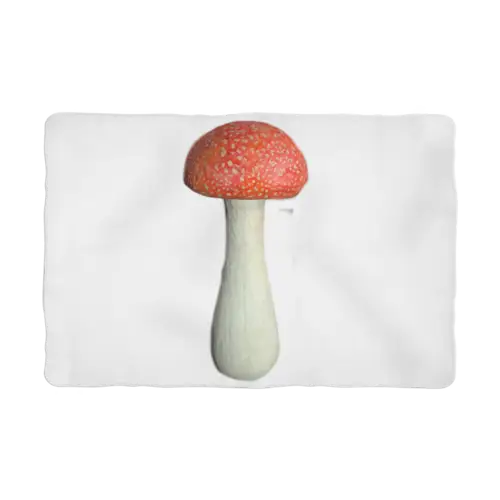 Vibrant red mushroom with white stem on Mushroom Sublimation Pet Blanket, perfect for cozy comfort during business days