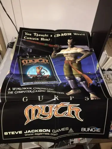 Myth Gurps Steve Jackson CD Rom Game Original Folded Retail Poster 24x36 display