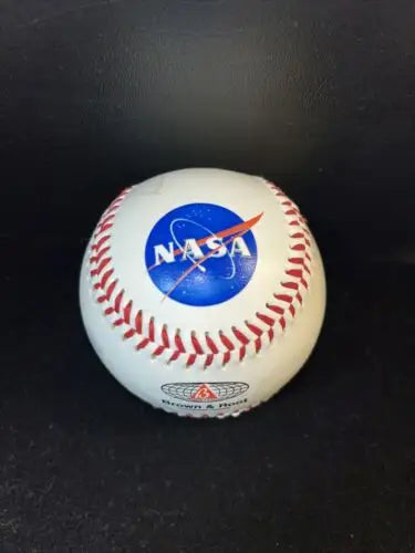 NASA-branded baseball signed by astronauts for collectors of trading cards and baseball cards