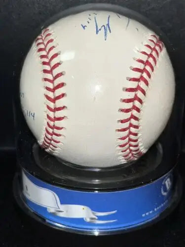Autographed NASA STS-114 Astronaut Baseball by Eileen Collins and Soichi Noguchi in display case