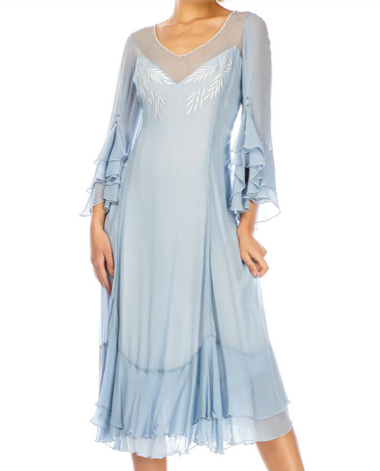 LAST ONE! Nataya Sky Blue Muli-Use, Midi Day Dress - ONLY SIZE 4 (sm) Remaining! Party, Cocktail, Women's Formal