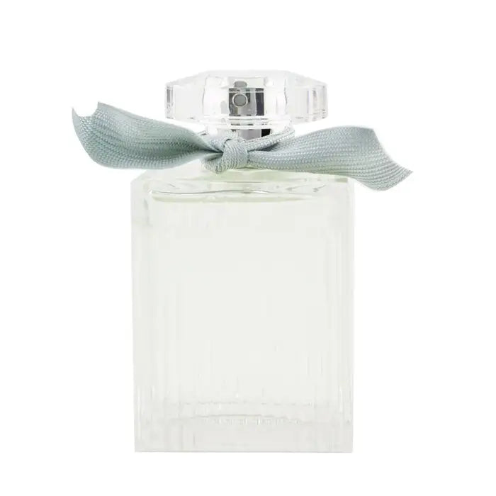 Clear glass parfum spray 100ml with light blue ribbon bow for Naturelle Eau De Parfum