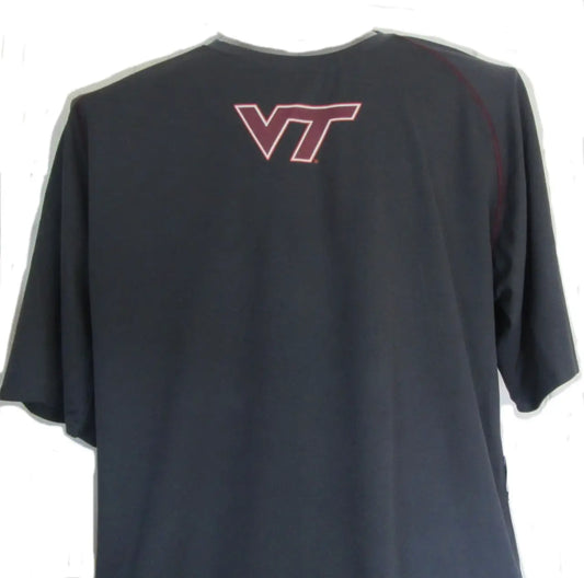 Dark gray NCAA Virginia Tech Hokies t-shirt with VT logo, perfect for sports trading cards fans